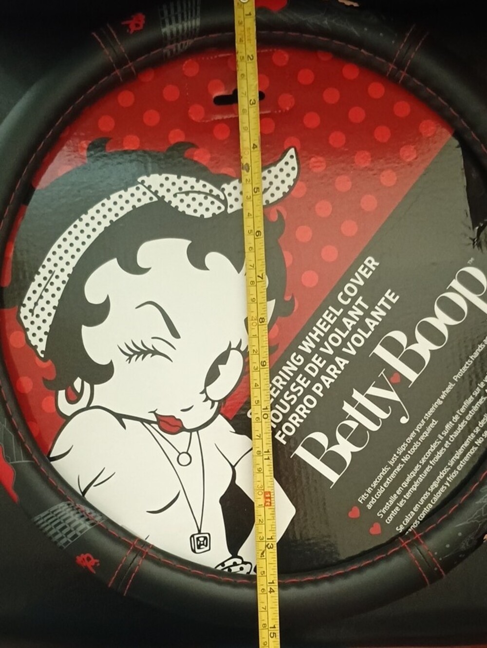 Betty Boop Red & Black Steering Wheel Cover with White Accent - Picture 6 of 6